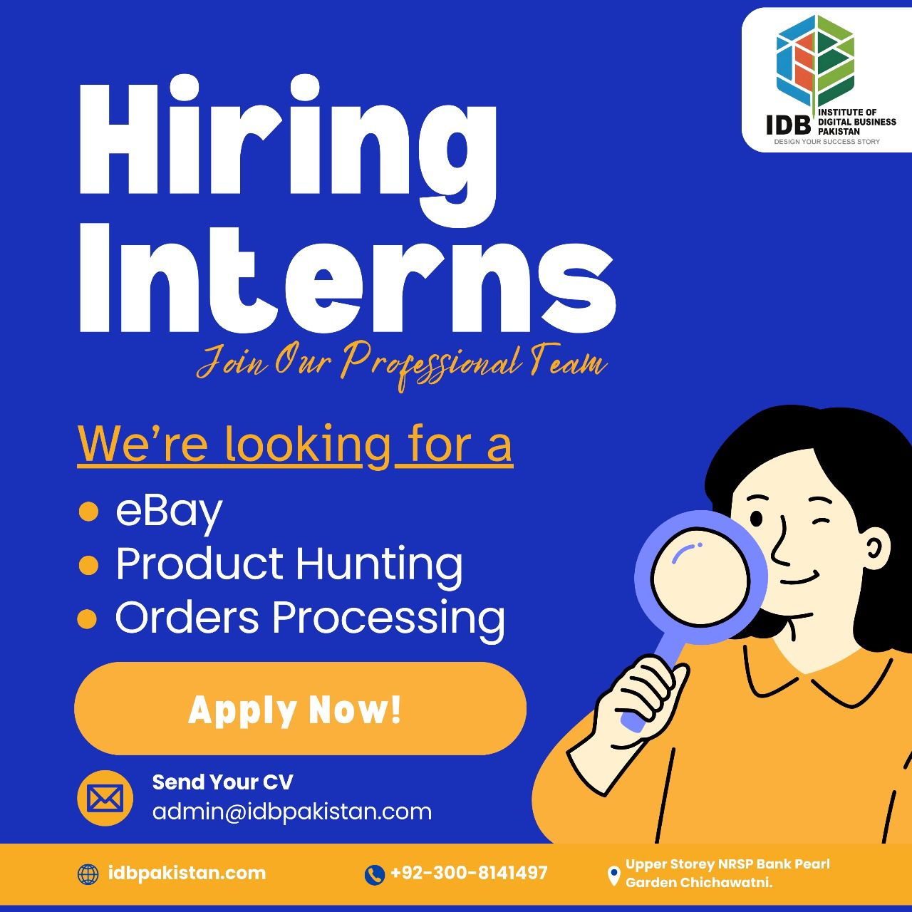 Exciting Internship Opportunity at IDB Pakistan! 🚨